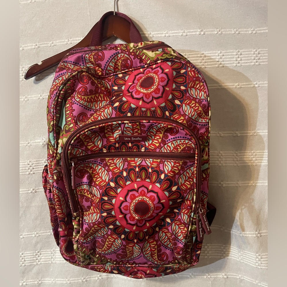 Vera Bradley Fuschia Paisley / Floral 18” Nylon Essential Backpack
